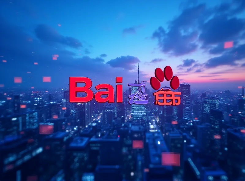 Baidu logo against a modern cityscape background.