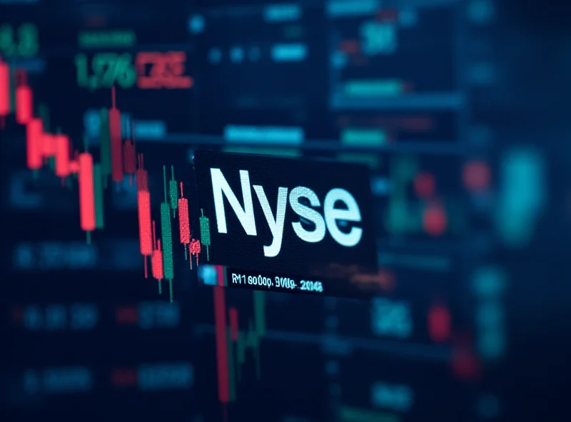 Stock market ticker tape with the NYSE logo