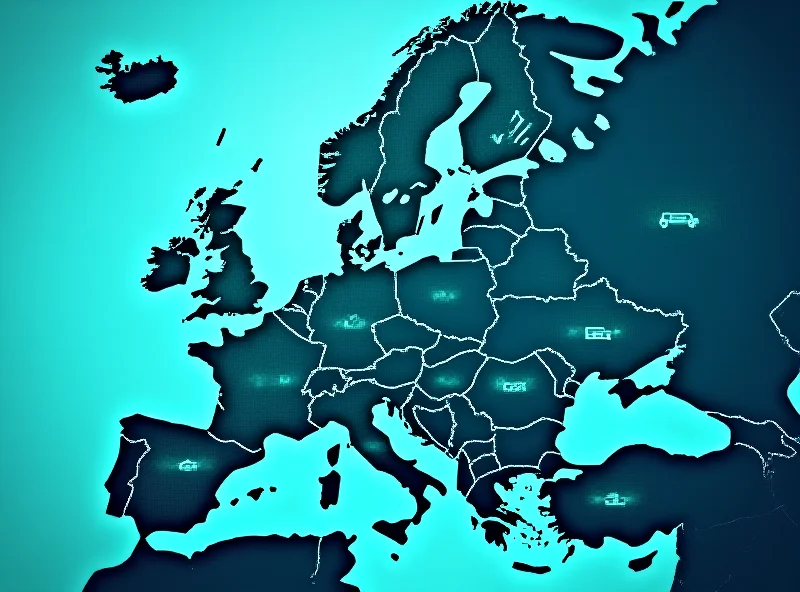 Illustration of a European map with economic indicators.