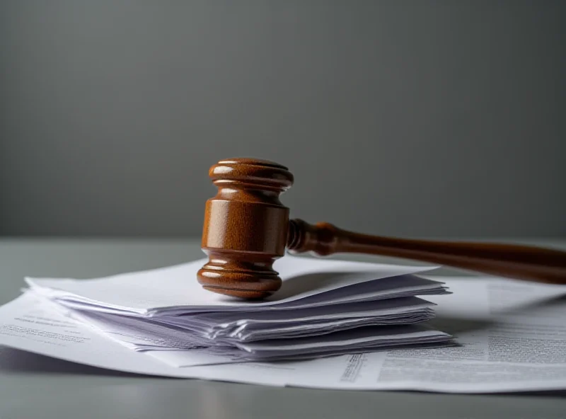 A gavel resting on a stack of legal documents.