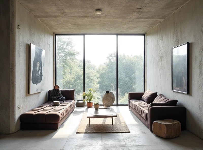 Interior of a brutalist apartment in the Barbican, London