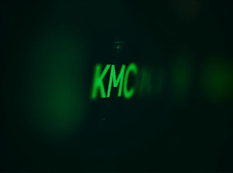 A close-up of stock ticker showing Kimco's stock symbol.