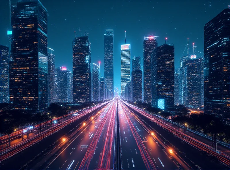 A futuristic cityscape with glowing AI circuits overlaid, representing the impact of AI on business and technology.