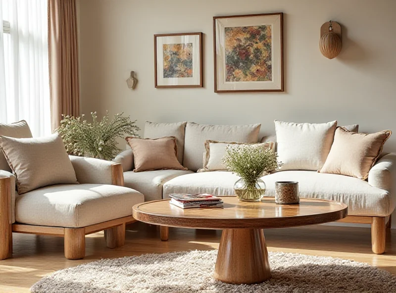 A stylishly decorated living room featuring a modern coffee table, showcasing the appeal of B&M's product.