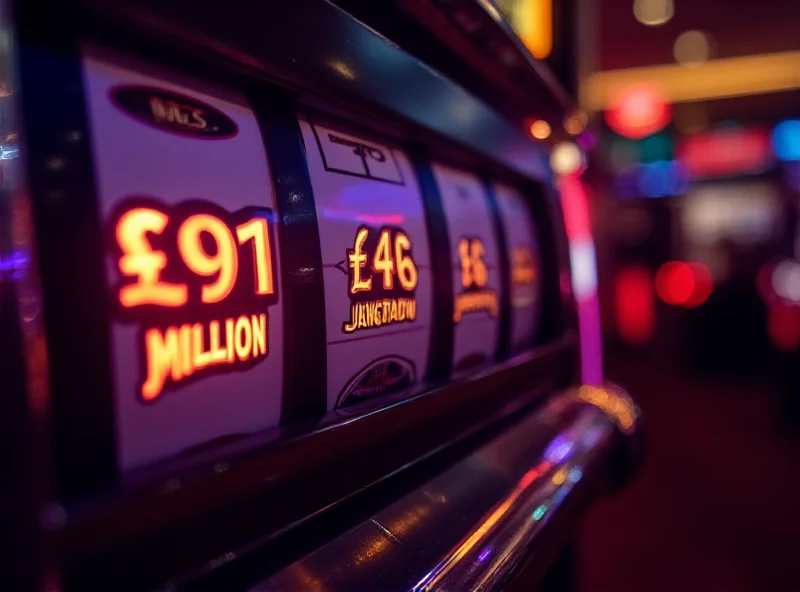 Close-up of a slot machine displaying a £1 million jackpot prize.