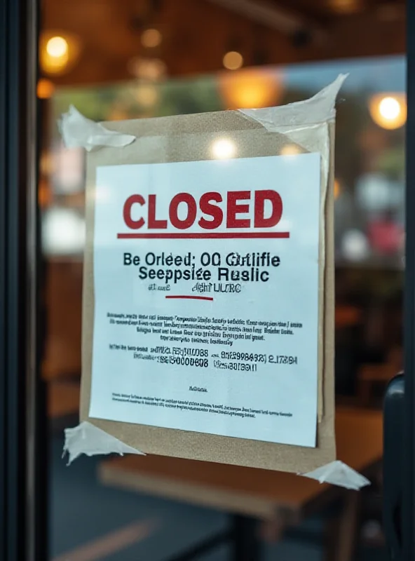 A sign indicating a bar closure due to health and safety violations