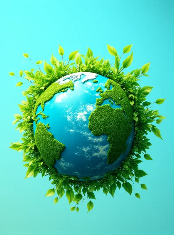 Image of the Earth with green leaves growing around it, symbolizing sustainability.