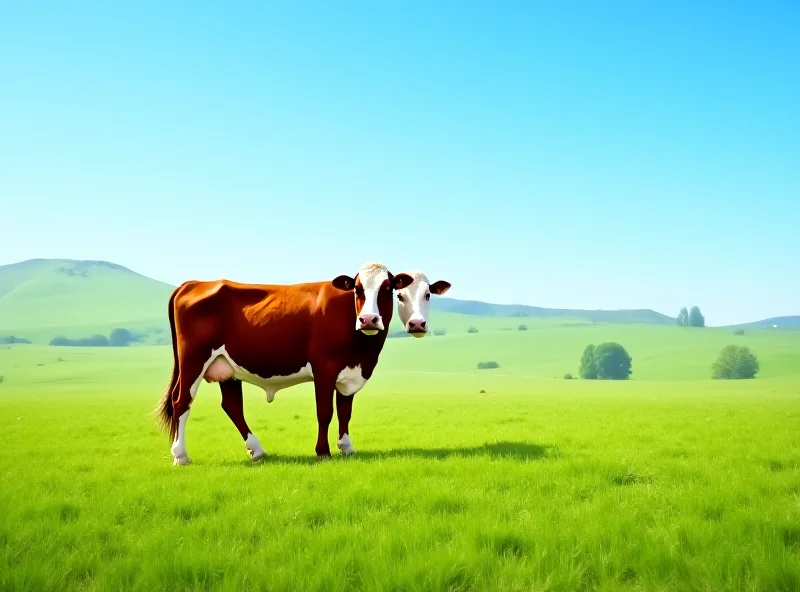 A cow standing in a field.