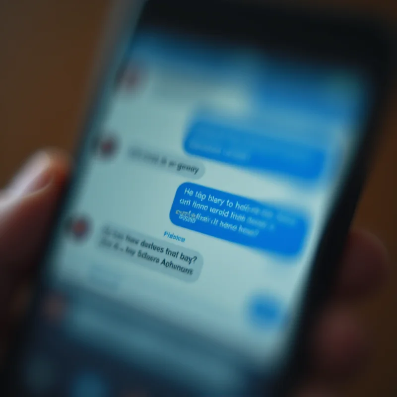 Image of a smartphone displaying a text message conversation with an angry or frustrated tone. Use a close-up shot to emphasize the text messages and the potential conflict.