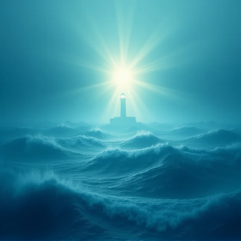 Abstract image representing content saturation with a single lighthouse shining brightly.