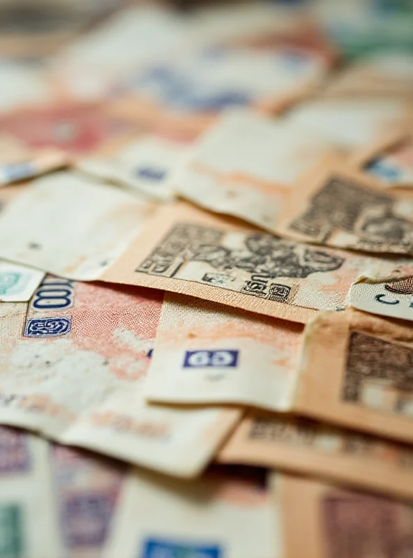 A pile of Czech Crowns banknotes.