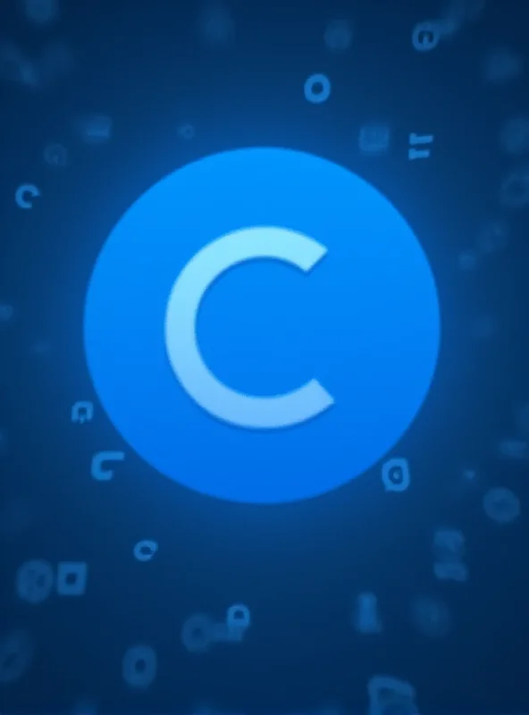 Coinbase logo against a backdrop of cryptocurrency symbols.