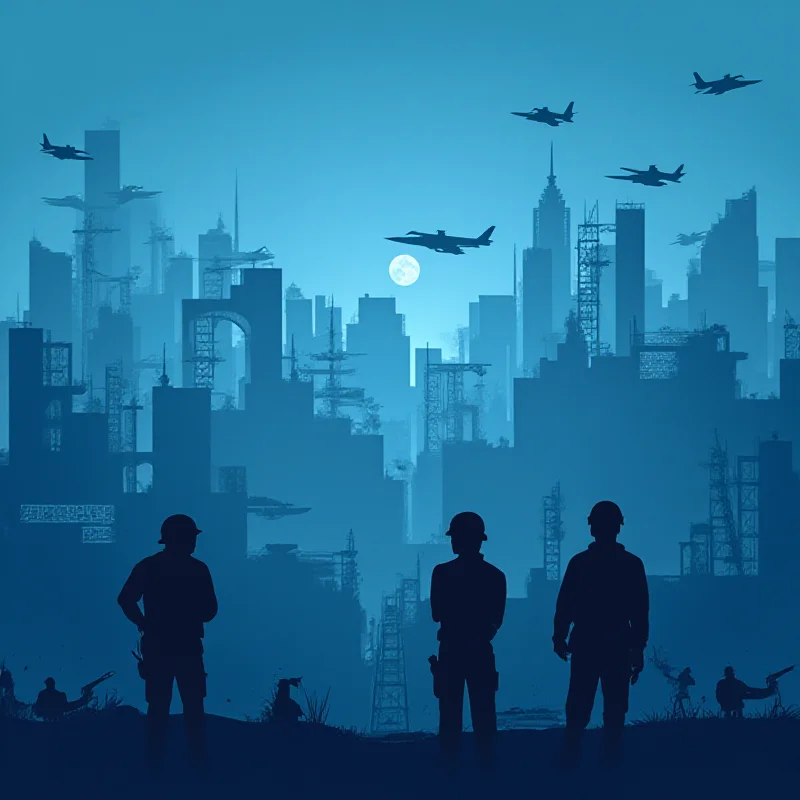 A stylized image representing Europe's defense industry and a shortage of skilled workers.