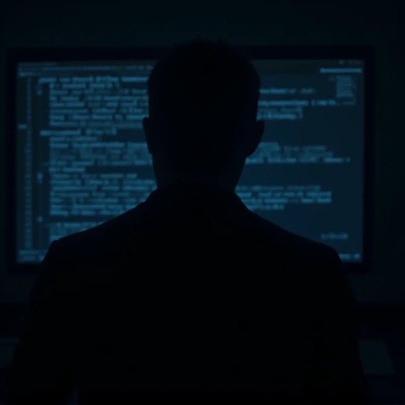 A shadowy figure at a computer, representing online scams.