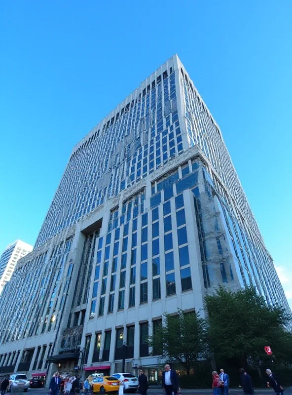 The Washington Post headquarters building in Washington D.C. with a clear blue sky in the background.