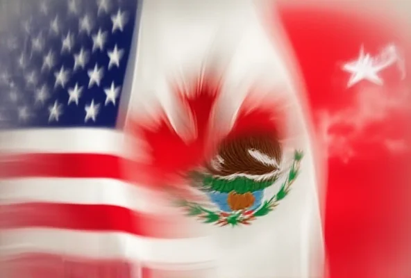 US, Canada, and Mexico flags arranged together