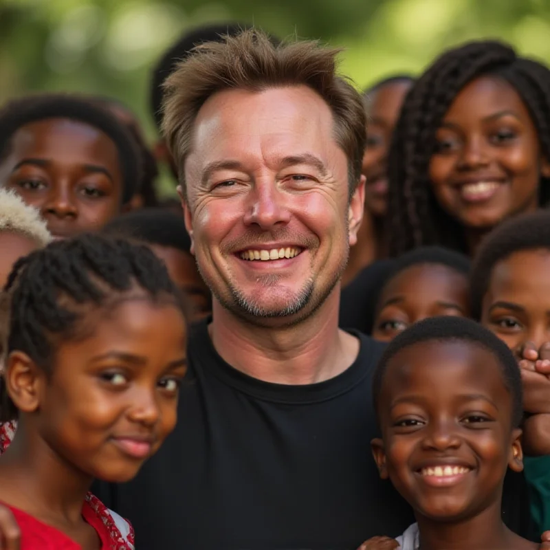 Elon Musk smiling with children