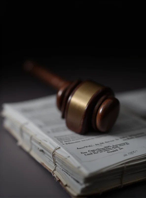 A gavel resting on a stack of legal documents.