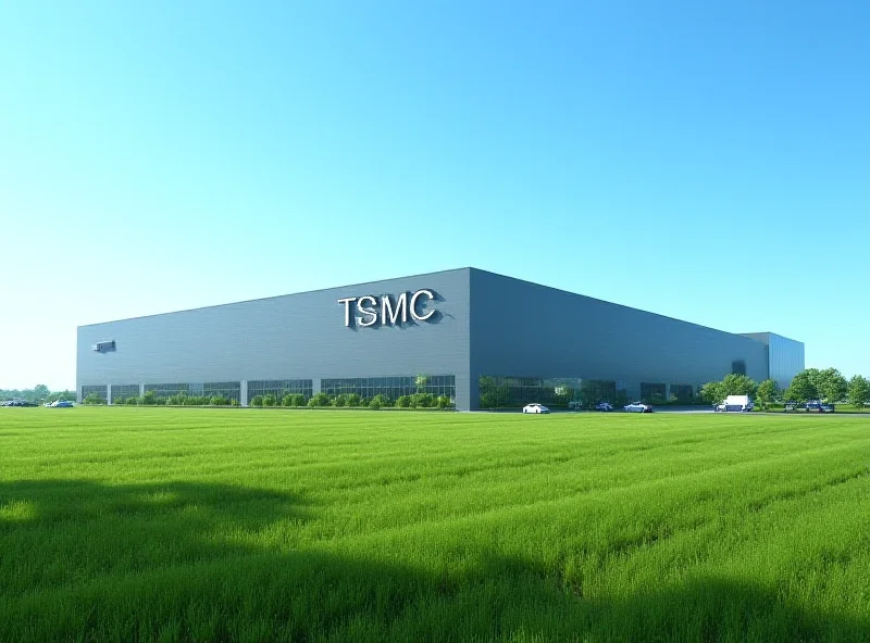 Exterior rendering of a new TSMC semiconductor fabrication plant in the United States.