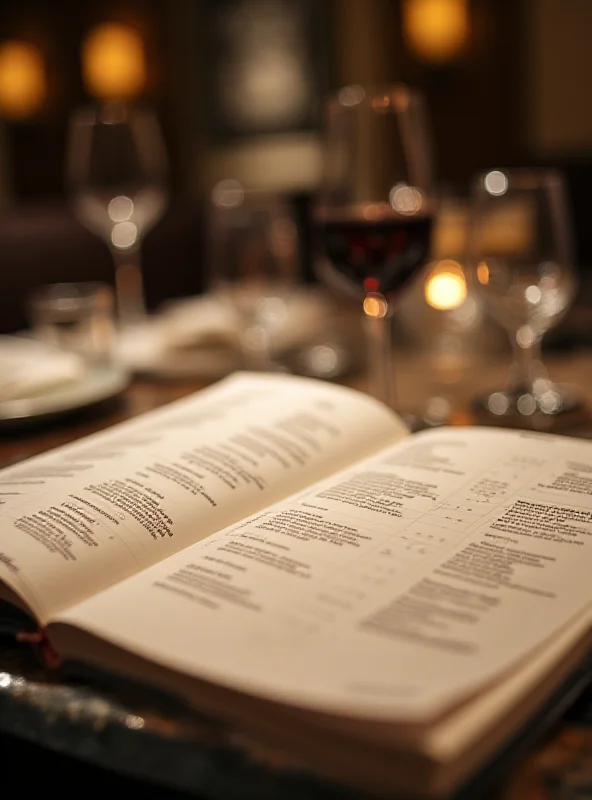 A close-up shot of a Michelin Guide book lying open on a table in a high-end restaurant. The focus is on the pages listing restaurants and their star ratings. Soft, ambient lighting creates a sophisticated atmosphere.