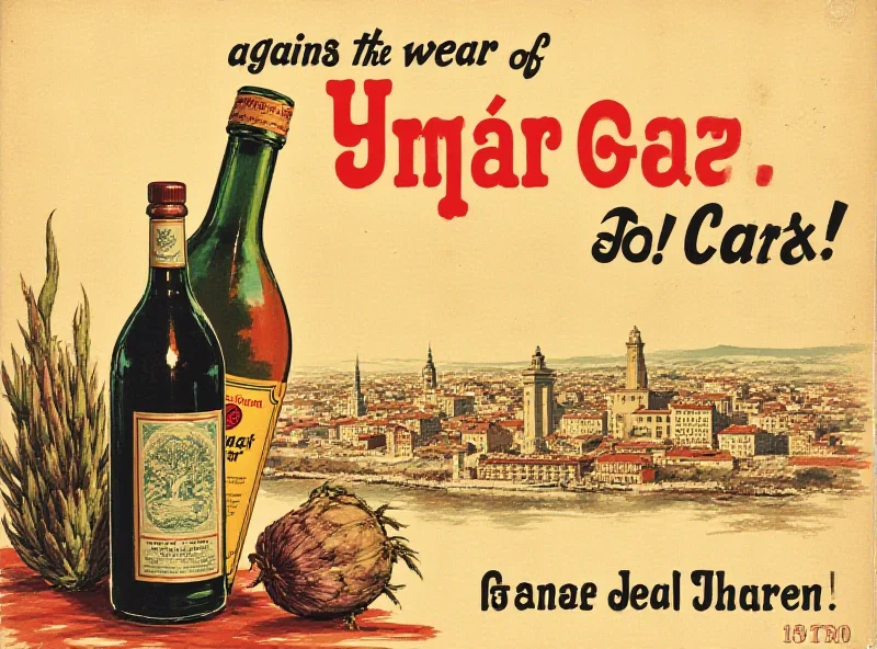 A vintage advertisement for Cynar featuring the famous slogan 'against the wear and tear of modern life'. The ad showcases a bottle of Cynar with a stylized artichoke illustration and a classic Italian cityscape in the background.