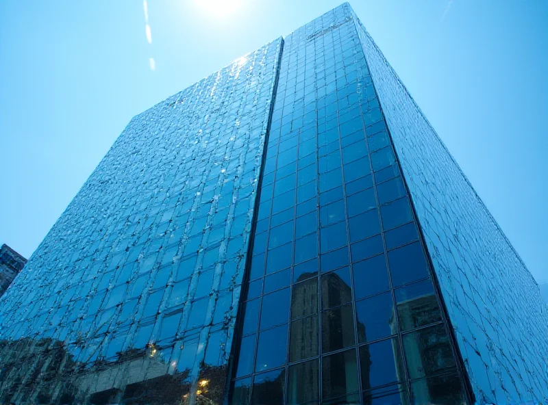 A modern office building with glass facade, representing Creative Media & Community Trust Corporation's real estate investments.