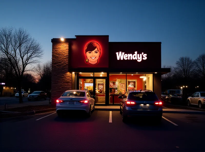 Wendy's restaurant exterior at dusk.