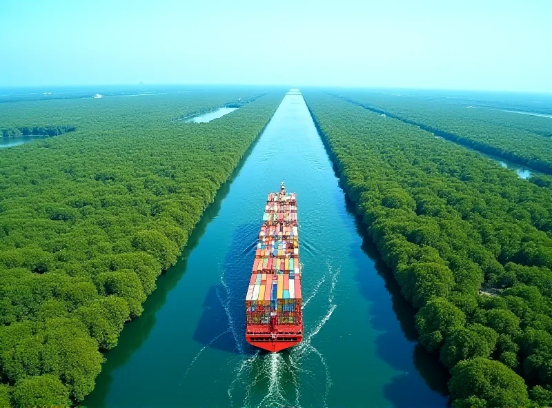 Aerial view of the Panama Canal.