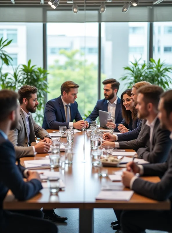 Business people talking at a conference