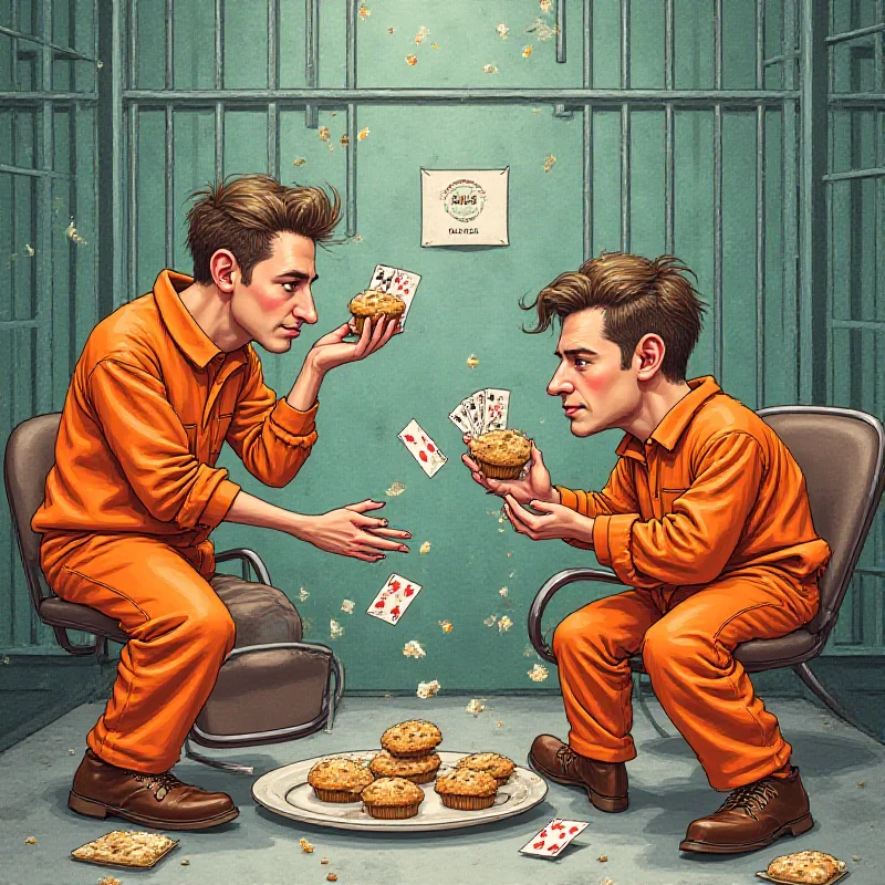 Illustration of muffins being traded as currency in a prison setting.