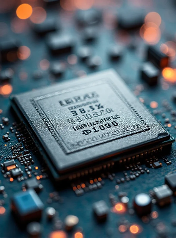 Close-up of an AMD processor chip on a circuit board, showcasing the company's technology and innovation.