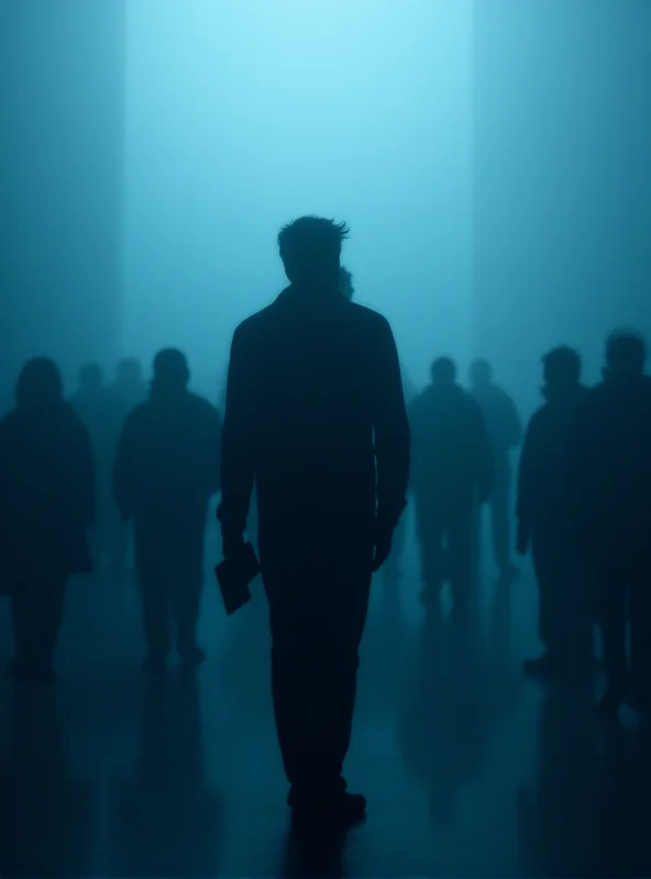 Silhouette of a person looking lonely in a crowd