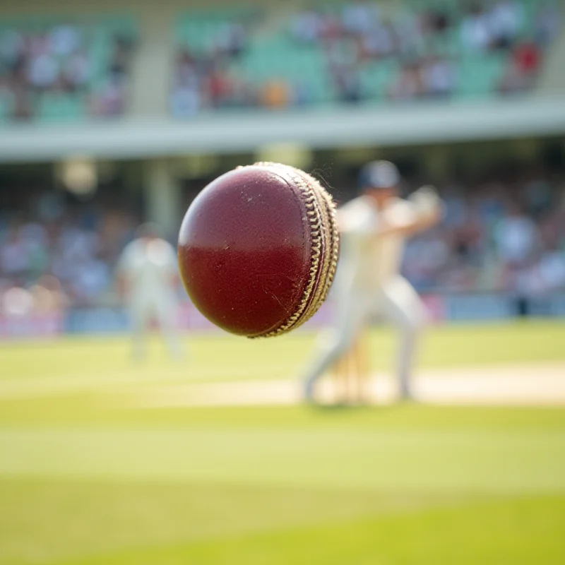 A cricket ball speeding towards the batsman