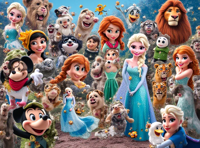 A collage of various Disney movie scenes with several characters hidden in plain sight, challenging the viewer to identify them.