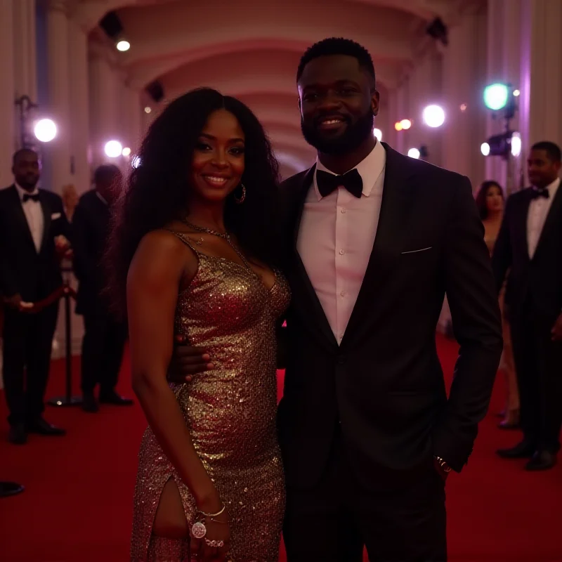 Gabrielle Union and Dwyane Wade posing together at a red carpet event.