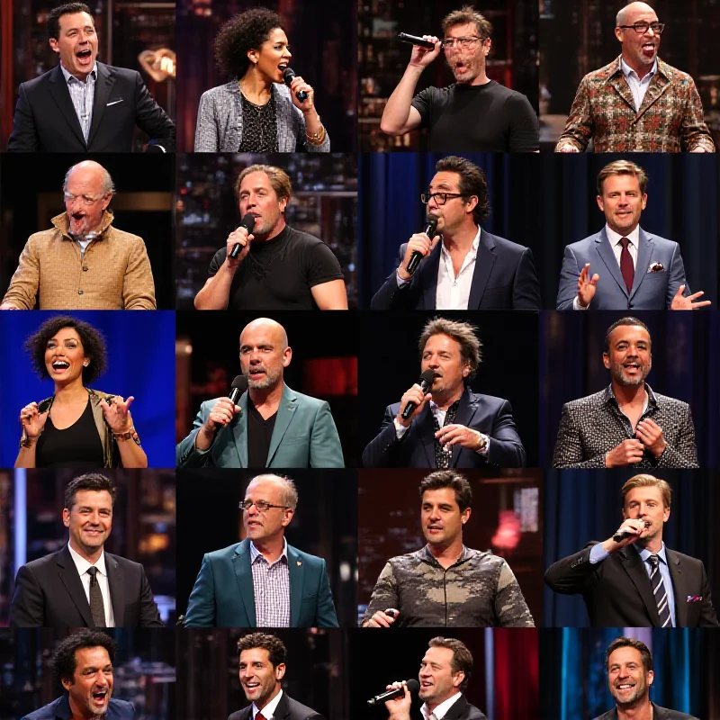 A collage of various celebrities performing as hosts and musical guests on SNL, showcasing their versatility and talent.