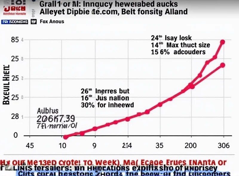 A screenshot from Fox News showing a graph illustrating the rising prices of Dodge trucks due to tariffs, overlaid with text highlighting the concern and potential economic impact.