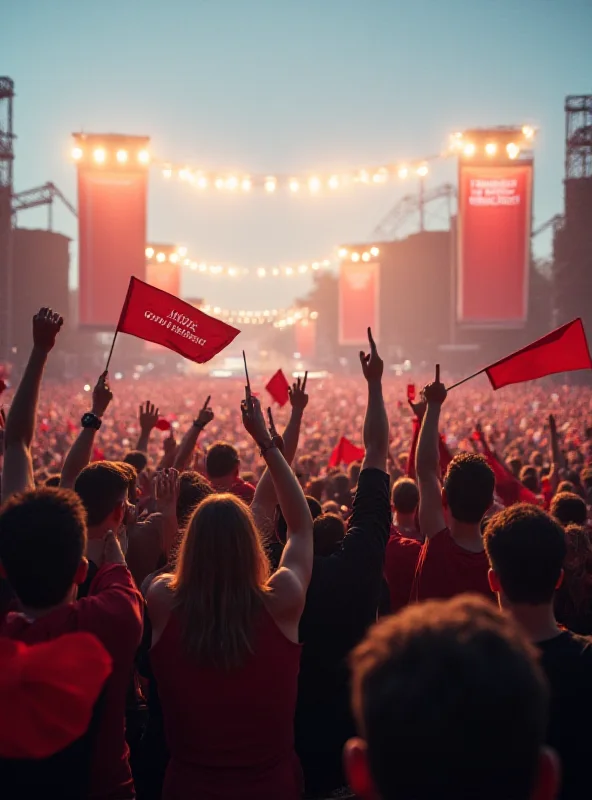 Crowd of people cheering at a political rally