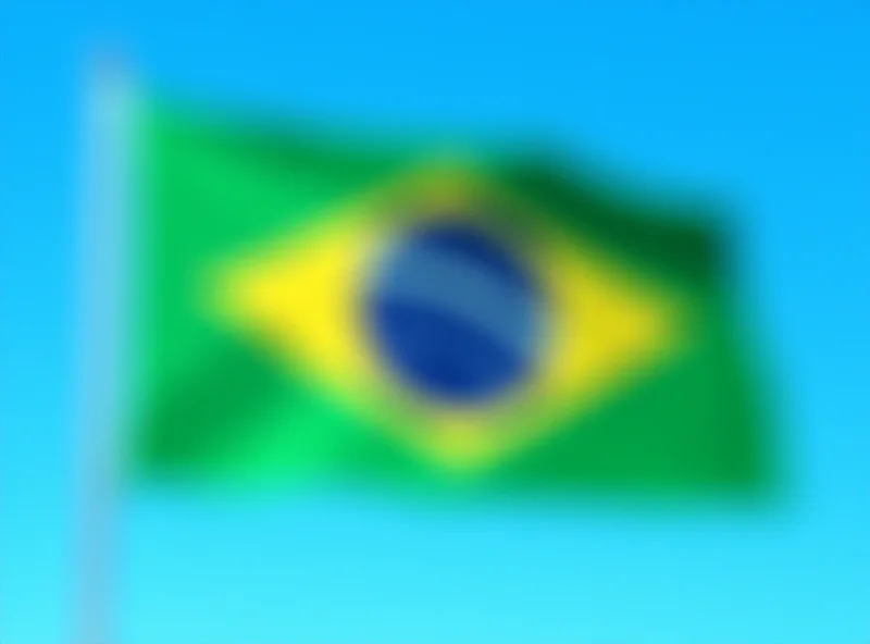 A Brazilian flag waving in the wind