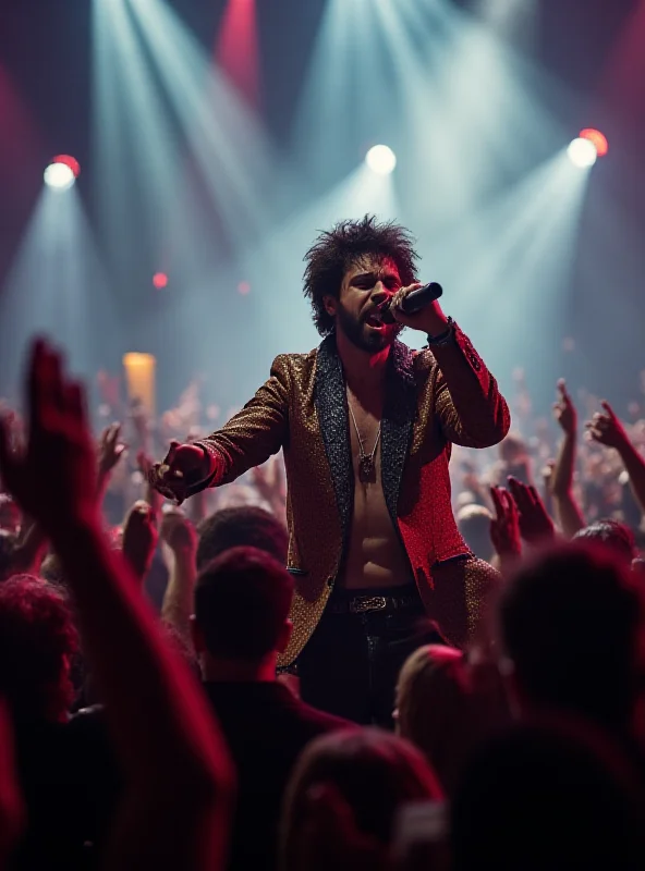 Gusttavo Lima singing on stage in front of a large crowd