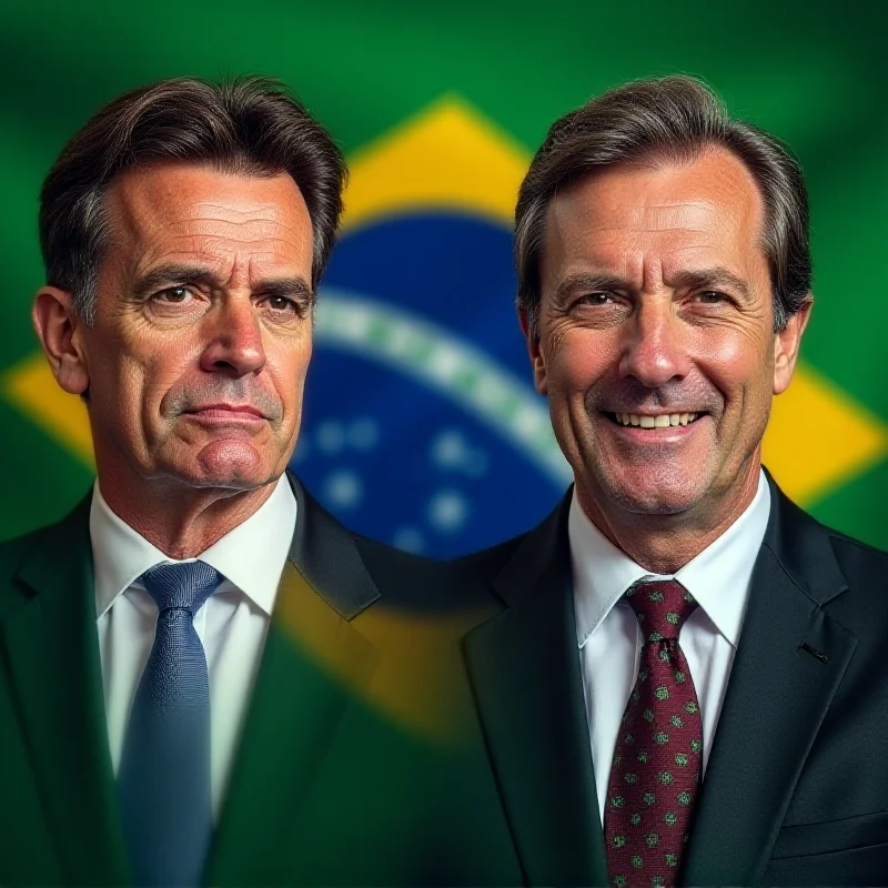 A split image of Governor Caiado and Gusttavo Lima, with the Brazilian flag waving in the background.