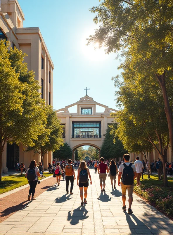 UC Davis campus with students walking