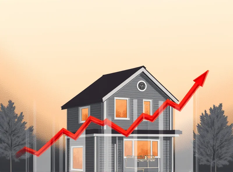 Illustration of a house with a rising graph representing energy costs