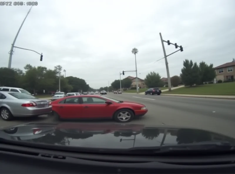 Dashcam footage of a car crash at an intersection.