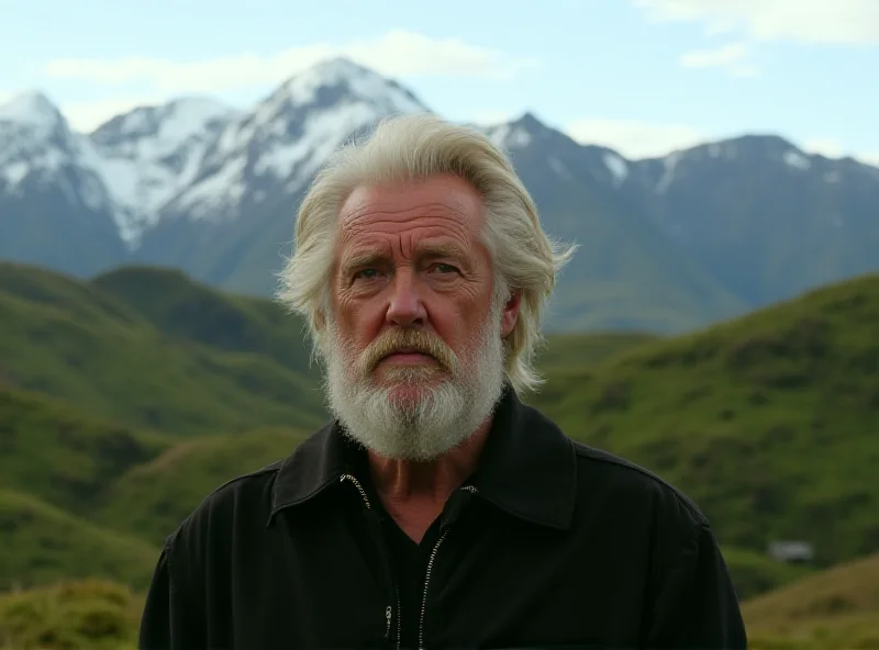 James Cameron looking thoughtful in New Zealand scenery