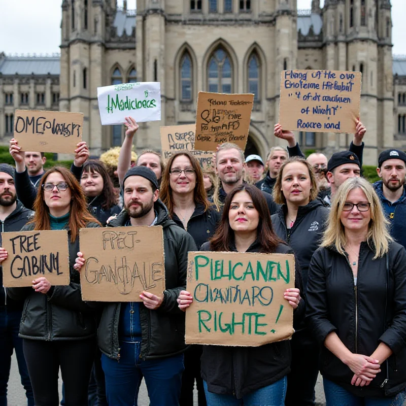 Protestors in New Zealand holding signs supporting medicinal cannabis legalization