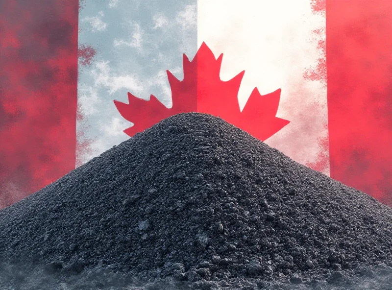 Illustration of nickel ore with Canadian and American flags in the background, symbolizing the trade dispute.