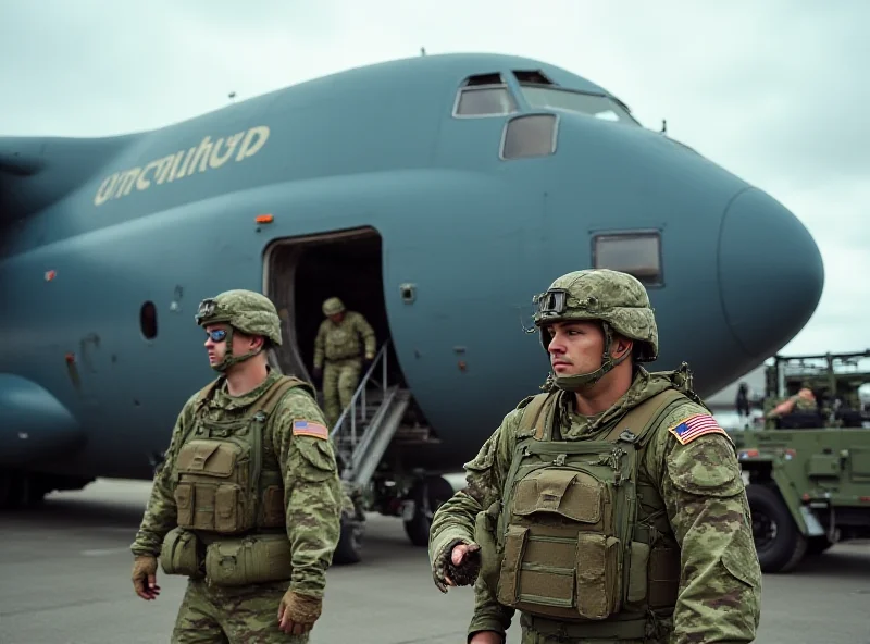 Canadian soldiers boarding a military transport plane