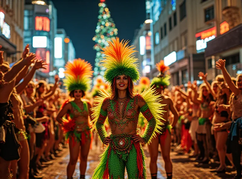 Celebratory parade of Beija-Flor de Nilópolis during Carnival 2025 in Rio de Janeiro.