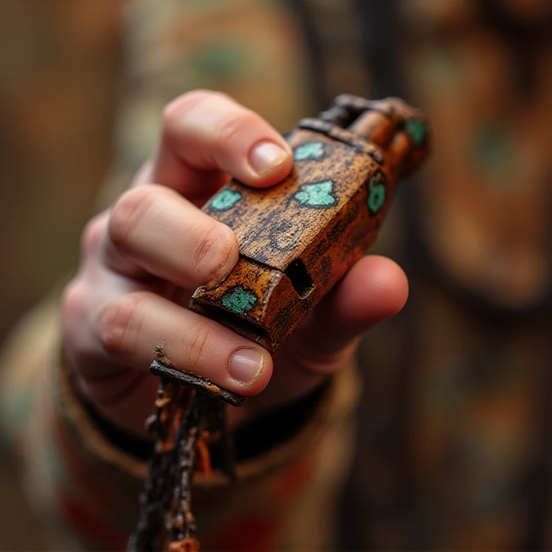 Close-up of a traditional Cádiz Carnival whistle.